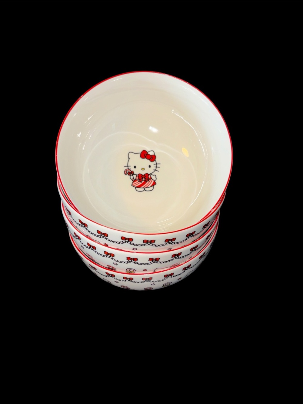 Hello Kitty Christmas White and Red Ceramic Bowls - Set of 4